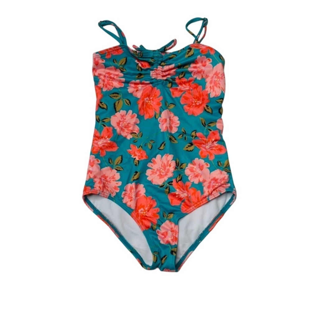 Billabong Blue and Pink One Piece Swimsuit with Floral Design